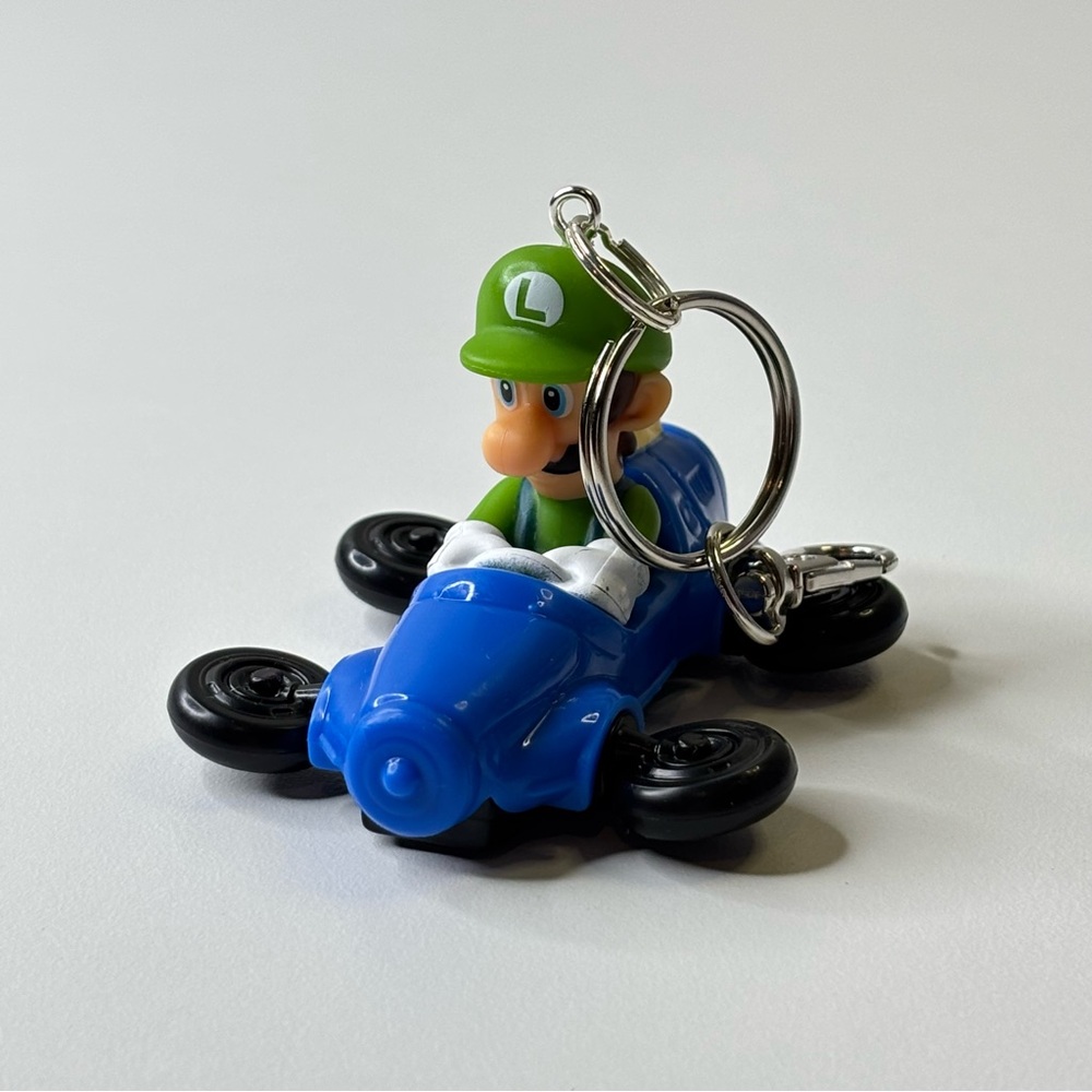 Upcycled Nintendo Blue and Green Toy Car Luigi  Keychain